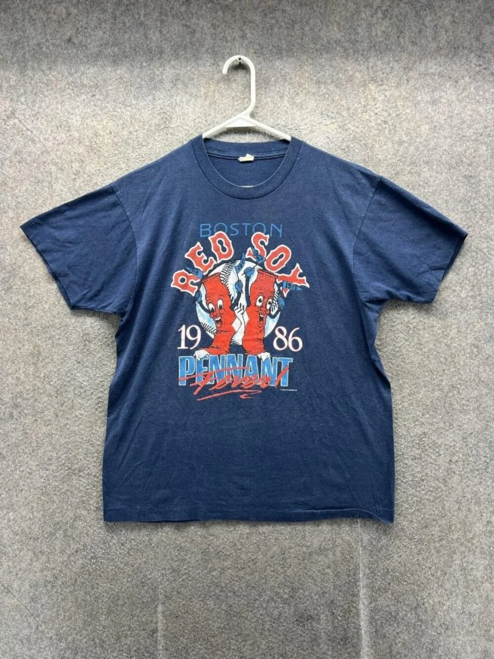 Vtg Boston Red Sox Shirt Mens XL Blue MLB Baseball 1986 Pennant Fever Twins